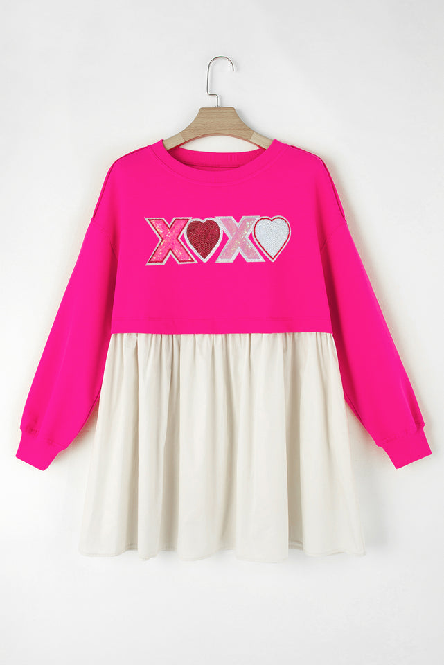 XOXO Sequin Heart Long Sleeve Dress