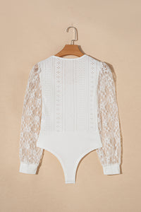 Eyelet Lace Long Sleeve Bodysuit