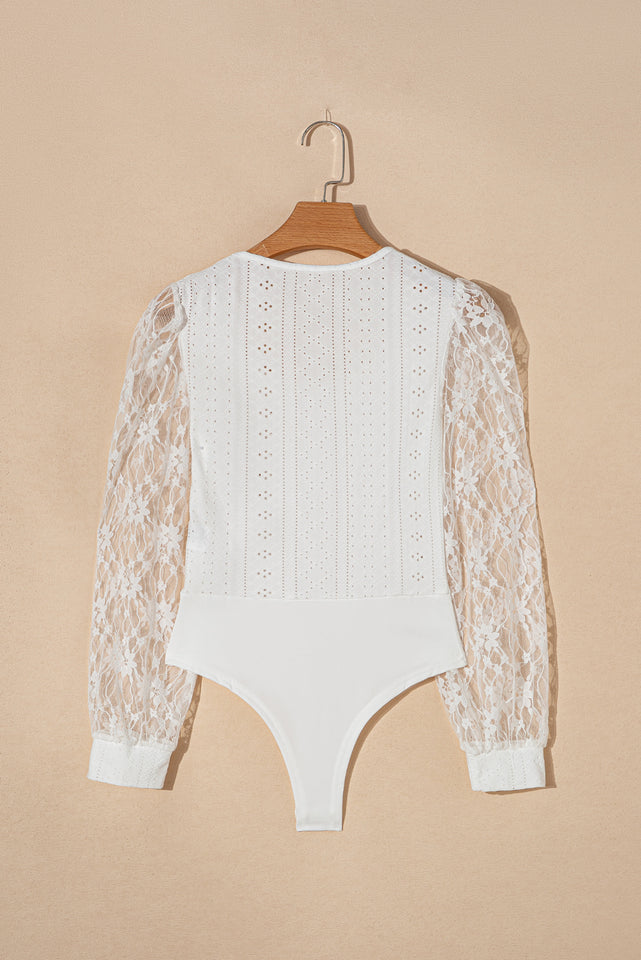 Eyelet Lace Long Sleeve Bodysuit