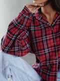 Plaid Collared Neck Long Sleeve Shirt