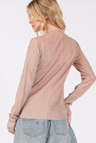 SAGE + FIG Glitter Mock Neck Lettuce Hem Long Sleeve Top