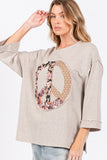 SAGE + FIG Floral Peace Patch Round Neck Top