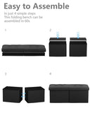 AmasSmile Footrest Ottoman Bench with Storage,34Inch Black Leather Footstool, Coffee Table, Padded Seat, Storage Chest,Blanket Store with Flipping Lid for Livingroom and Bedroom