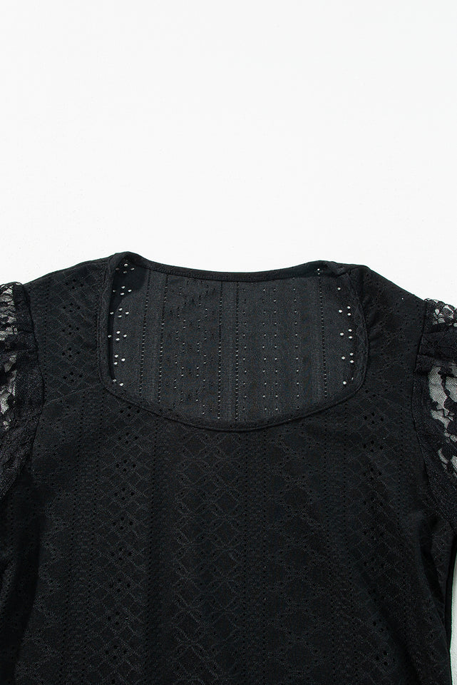 Eyelet Lace Long Sleeve Bodysuit