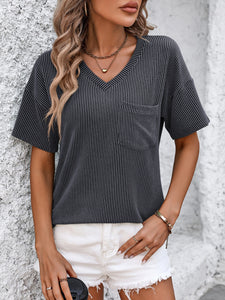 Mandy V-Neck Dropped Shoulder T-Shirt