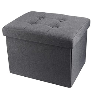 ALASDO Storage Ottoman Footrest Stool Small Ottoman with Storage Foldable Ottomans Foot Rest Footstool Bench for Living Room 17x13x13inches Grey