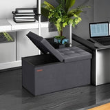 SONGMICS MAZIE Collection - 30 Inches Storage Ottoman Bench with Flipping Lid, Storage Chest Footstool, Load 660 lb, for Entryway, Living Room, Bedroom, Synthetic Leather, Black ULSF45BK