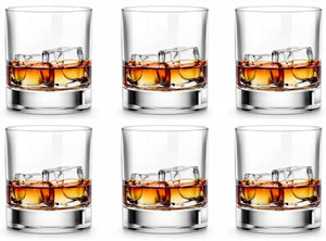 LUXU Whiskey Glasses-Premium 11 OZ Scotch Glass Set of 6 /Old Fashioned Whiskey Glasses/Style Glassware for Bourbon/Rum glass,Clear