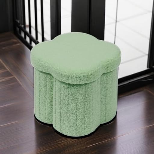 B FSOBEIIALEO Storage Ottoman Cube, Flowers Shaped Ottomans with Storage Foot Stool Footrest for Lving Room, Boucle Ottoman Seat for Dorm Room,Faux Teddy Fur, Cream White 12.6"x12.6"x12.6"