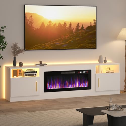 Lemberi Fireplace tv Stand with 36 inch Fireplace Up to 90