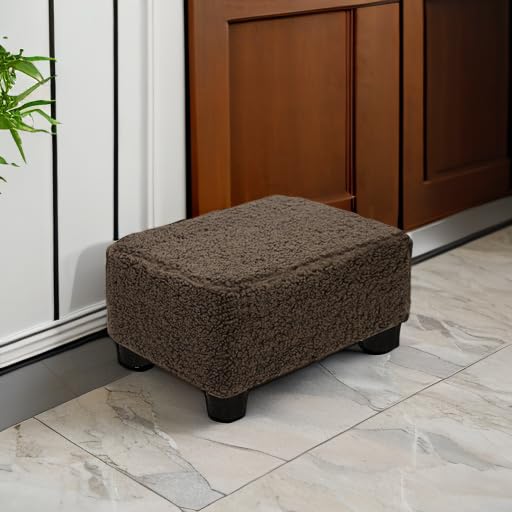 CAROLMADE Small Foot Stool Ottoman Footstool with Legs Under Desk Footrest for Living Room Bedroom and Office, Soft Ivory White