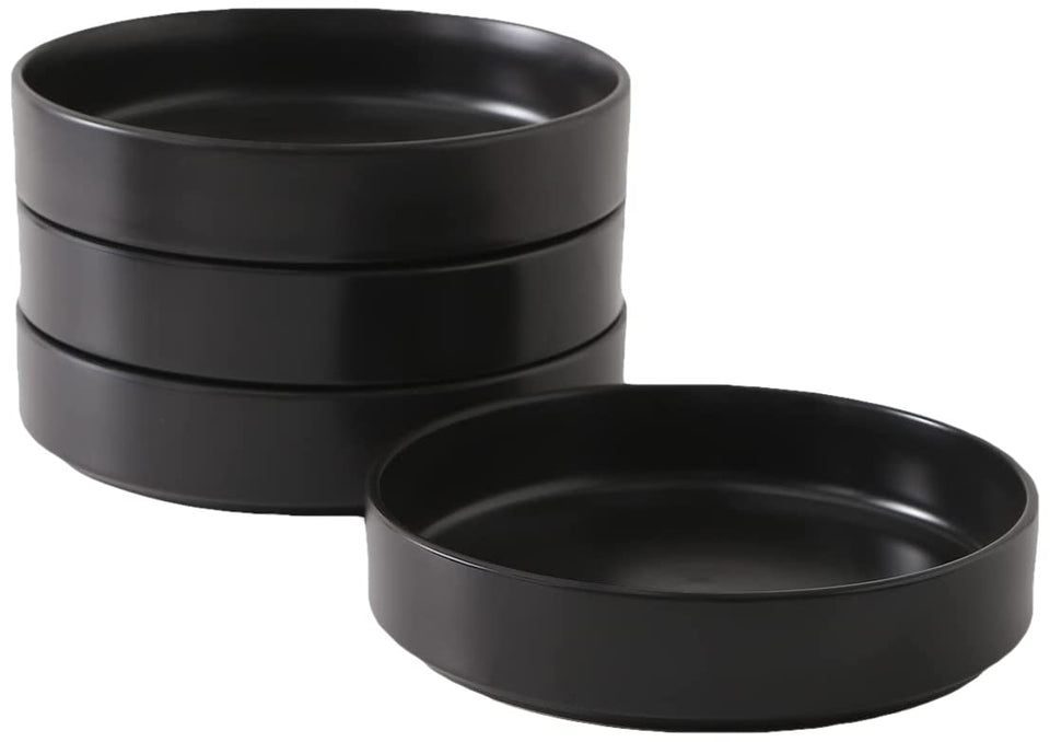 Stone Lain Celina Stoneware 32 Piece Dinnerware Set, Plates and Bowls, Black Matte Dish Collection, Service for 8 – Contemporary Minimalist Style, Microwave & Dishwasher Safe