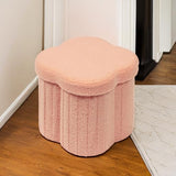 B FSOBEIIALEO Storage Ottoman Cube, Flowers Shaped Ottomans with Storage Foot Stool Footrest for Lving Room, Boucle Ottoman Seat for Dorm Room,Faux Teddy Fur, Cream White 12.6"x12.6"x12.6"