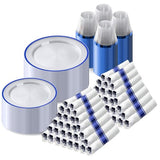 Goodluck 700 Piece Dark Blue Plastic Dinnerware Set for Party, Clear Disposable Plates for 100 Guests, Include: 100 Dinner Plates, 100 Dessert Plates, 100 Pre Rolled Napkins with Cutlery Set, 100 Cups