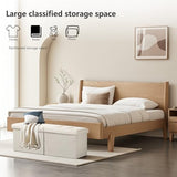 AmasSmile Footrest Ottoman Bench with Storage,34Inch Black Leather Footstool, Coffee Table, Padded Seat, Storage Chest,Blanket Store with Flipping Lid for Livingroom and Bedroom