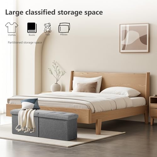 AmasSmile Footrest Ottoman Bench with Storage,34Inch Black Leather Footstool, Coffee Table, Padded Seat, Storage Chest,Blanket Store with Flipping Lid for Livingroom and Bedroom