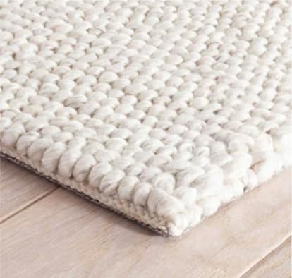 S & L Homes Wool Cotton Hand Woven Chunky Knit Popcorn Rug - Ivory Contemporary Area Rug for Living Room Bedroom (8' x 10' - Ivory)