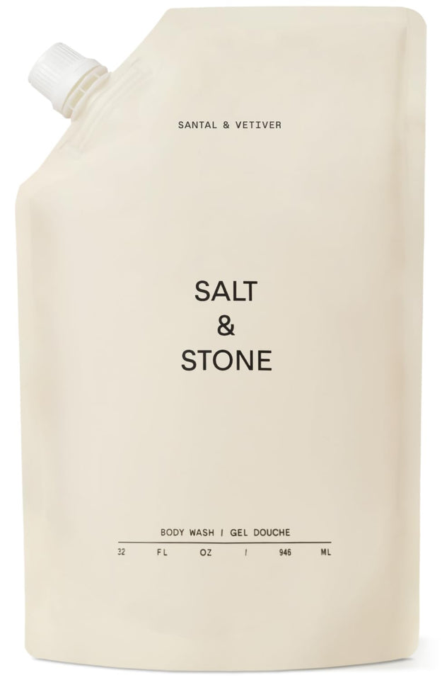 Salt & Stone Body Wash with Antioxidants for Deep Moisture | For Women & Men, Sulfate, Paraben, & Dye Free, Leaving Skin Soft and Hydrated | Bergamot & Hinoki 15.2 fl oz