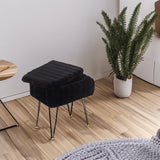 Wimarsbon Storage Ottoman, Vanity Stools with Metal Legs, 16.5" x 11.8" x 18" Modern Faux Mink Fur Footstool, Makeup Chair with Anti-Slip Feet, Accent Table,Footrest,Storage Bench for Bedroom