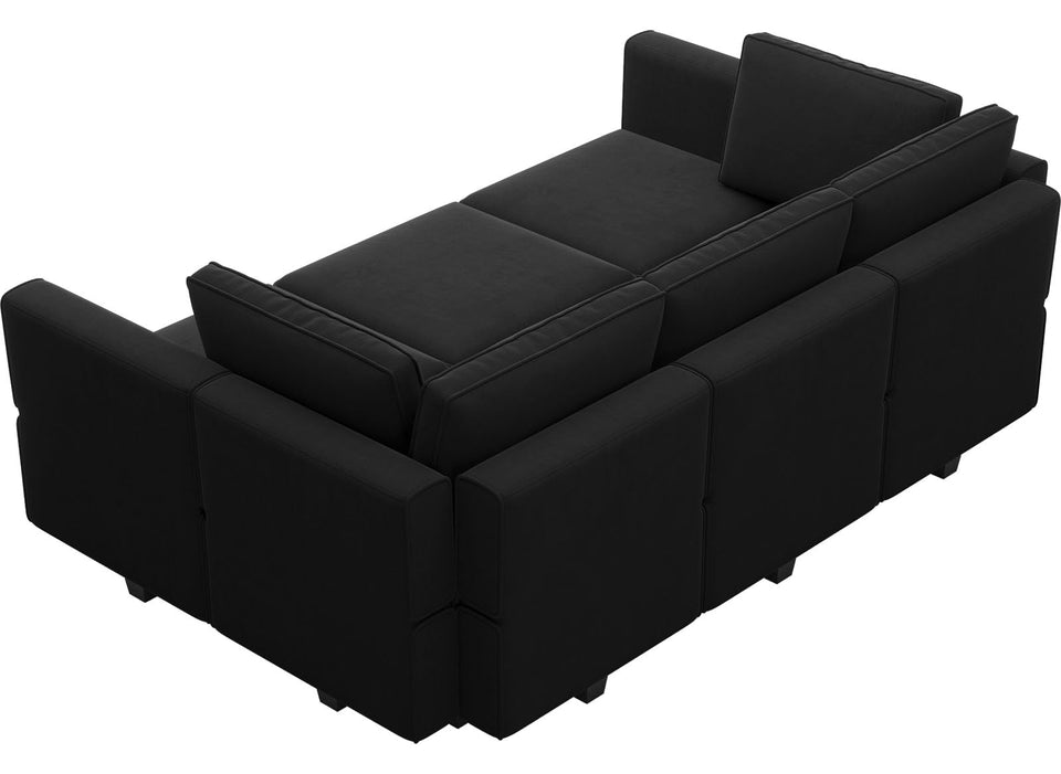 Belffin Modular Sectional Sofa with Ottomans Velvet Reversible Sleeper Chaise Bed Storage Seat Black