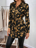 Printed Collared Neck Long Sleeve Shirt