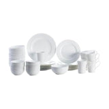 Mikasa Delray 40-Piece White Dinnerware Set, Service for 8, Durable Porcelain Plates, Bowls, and Mugs, Dishwasher and Microwave Safe