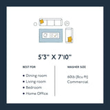 Revival Rugs Shell 5'3"x7'10" Washable Area Rug for Living Room Bedroom - 100% Recycled Oeko-TEX Certified, Medium Pile, Beige, Cream