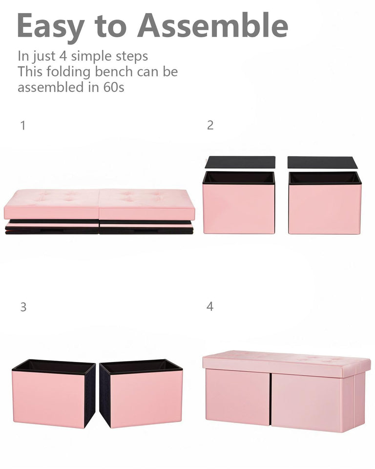 AmasSmile Footrest Ottoman Bench with Storage,34Inch Black Leather Footstool, Coffee Table, Padded Seat, Storage Chest,Blanket Store with Flipping Lid for Livingroom and Bedroom