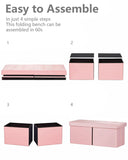 AmasSmile Footrest Ottoman Bench with Storage,34Inch Black Leather Footstool, Coffee Table, Padded Seat, Storage Chest,Blanket Store with Flipping Lid for Livingroom and Bedroom