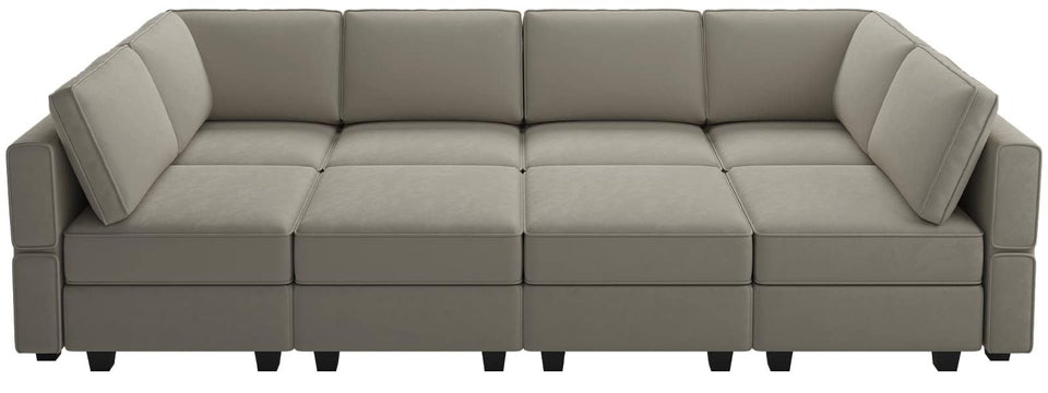 Belffin Modular Sectional Sofa with Ottomans Velvet Reversible Sleeper Chaise Bed Storage Seat Black