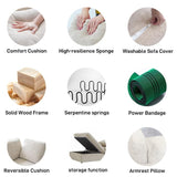 160.6" Cloud Couch Modular Sectional Sofa for Livingroom,Oversized Convertible Sofa with Storage Ottomans,6 Seat Wide Couches,Cushion Covers Removable (Khaki, 6 Seater)