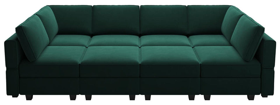 Belffin Modular Sectional Sofa with Ottomans Velvet Reversible Sleeper Chaise Bed Storage Seat Black