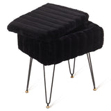 Wimarsbon Storage Ottoman, Vanity Stools with Metal Legs, 16.5" x 11.8" x 18" Modern Faux Mink Fur Footstool, Makeup Chair with Anti-Slip Feet, Accent Table,Footrest,Storage Bench for Bedroom