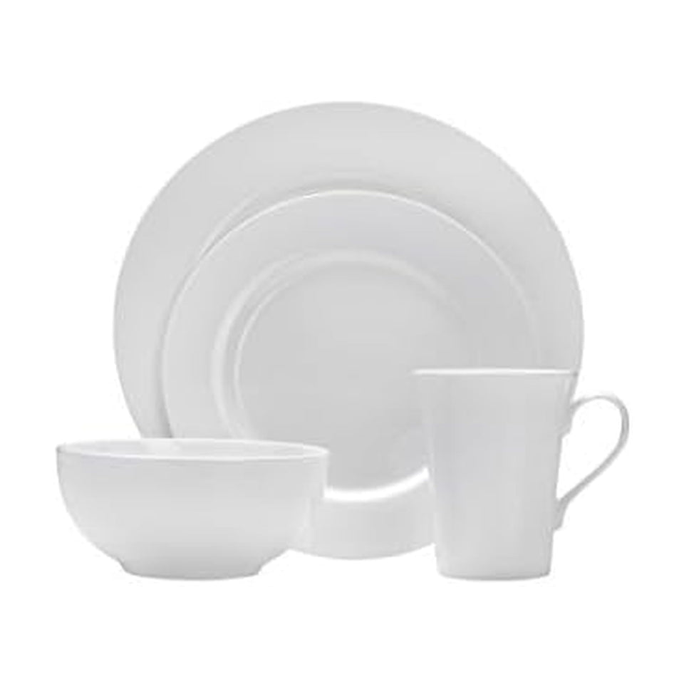Mikasa Delray 40-Piece White Dinnerware Set, Service for 8, Durable Porcelain Plates, Bowls, and Mugs, Dishwasher and Microwave Safe