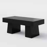 LITTLE TREE Farmhouse Coffee Table, 47 Inches Wooden Rectangular Accent Center Tables with Thick Base, Modern Low Cocktail Tea Furniture for Living Room (Rustic Brown)