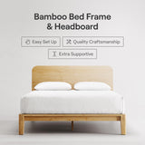 Nectar Bamboo Platform Bed Frame - Queen - Natural - Floating Center Support Legs - 12” Height - Easy Tool Free Set Up - Contemporary and Durable - Sturdy Wooden Support Slats - Holds Up To 800 Pounds