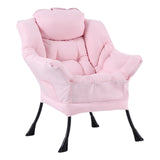 Welnow Lazy Chair with Ottoman, Modern Lounge Accent Chair with Armrests and a Side Pocket, Leisure Sofa Armchair, Reading Armchair with Footrest for Small Space, Dark Grey