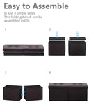 AmasSmile Footrest Ottoman Bench with Storage,34Inch Black Leather Footstool, Coffee Table, Padded Seat, Storage Chest,Blanket Store with Flipping Lid for Livingroom and Bedroom