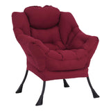 Welnow Lazy Chair with Ottoman, Modern Lounge Accent Chair with Armrests and a Side Pocket, Leisure Sofa Armchair, Reading Armchair with Footrest for Small Space, Dark Grey