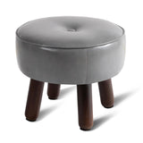 oakvivo 13in Small Foot Stool Ottoman, Round Faux Leather Foot Rest for Couch, Under Desk Pouf Footstool Footrest with Non-Skid Rubber Legs for Ling Room, Bedroom, 13''L x 13''W x 10.2''H, Green