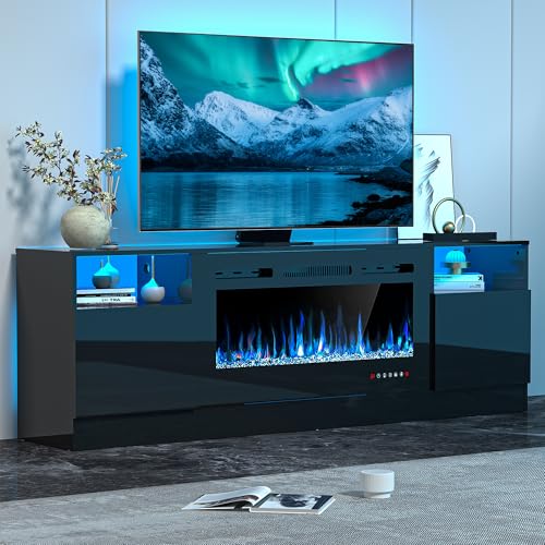OUTGUAVA Fireplace TV Stand for 80 Inch TV, TV Stand with 36