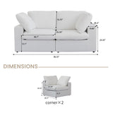 160.6" Cloud Couch Modular Sectional Sofa for Livingroom,Oversized Convertible Sofa with Storage Ottomans,6 Seat Wide Couches,Cushion Covers Removable (Khaki, 6 Seater)