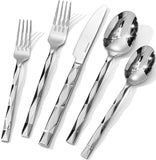 KINGSTONE Silverware Set, Luxury 40 Piece Flatware Set for 8, 18/10 Stainless Steel Cutlery Set with Diamond Cut Pattern for Kitchen, Home, Wedding, Party, Mirror Polished and Dishwasher Safe