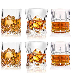 DeeCoo Premium 10, 11 OZ Scotch Glasses - Old Fashioned Whiskey Glasses/Style Glassware for Bourbon/Rum/Bar Tumbler Set of 6