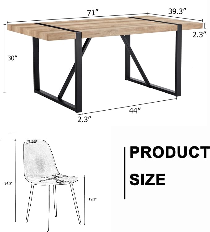 MUUOKY Dining Table Set for 4, Modern 55'' Wood Dinette Table Set for 4 with Fabric Dining Chairs,Table and Chairs Set of 4,Ideal for Kitchen Dining Room