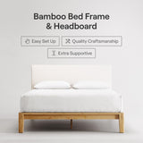 Nectar Bamboo Platform Bed Frame - Queen - Natural - Floating Center Support Legs - 12” Height - Easy Tool Free Set Up - Contemporary and Durable - Sturdy Wooden Support Slats - Holds Up To 800 Pounds