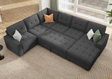 HONBAY Sectional Sleeper Sofa Pull Out Bed with Storage Chaise, Sectional Sofa Couch, Sleeper Couch Bed for Living Room, Dark Grey
