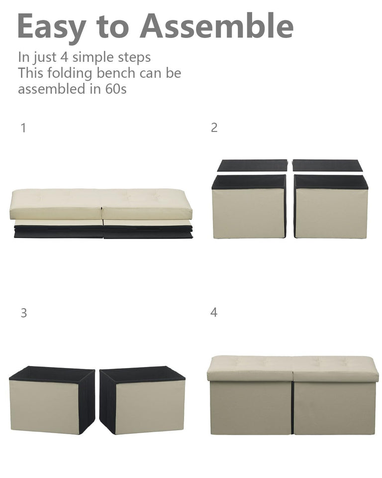 AmasSmile Footrest Ottoman Bench with Storage,34Inch Black Leather Footstool, Coffee Table, Padded Seat, Storage Chest,Blanket Store with Flipping Lid for Livingroom and Bedroom