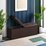 SONGMICS MAZIE Collection - 30 Inches Storage Ottoman Bench with Flipping Lid, Storage Chest Footstool, Load 660 lb, for Entryway, Living Room, Bedroom, Synthetic Leather, Black ULSF45BK