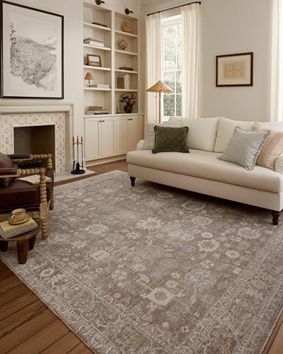 Loloi Chris Loves Julia Louisa Collection LOI-03 Taupe/Ivory 7'-10" x 10', .38" Pile Height, Area Rug